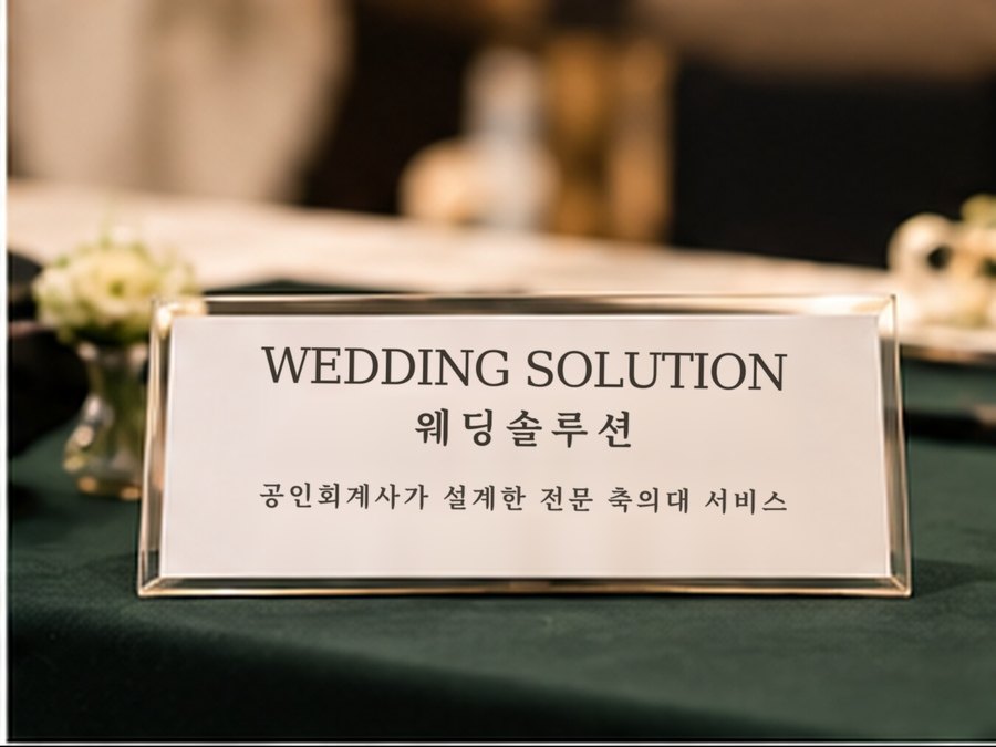 접수대에 올려 둔 웨딩솔루션 명패
